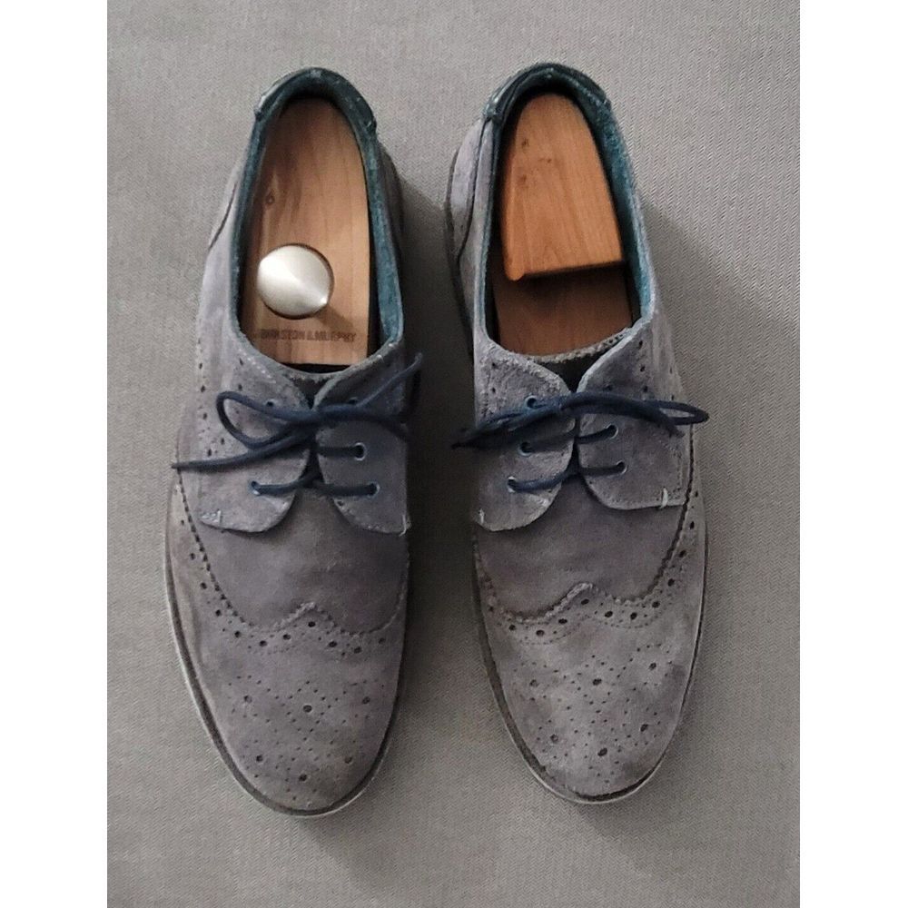 Ted Baker London Men's Suede Grey‎ Wing Tip Oxford Dress Shoes Size 10.5 M